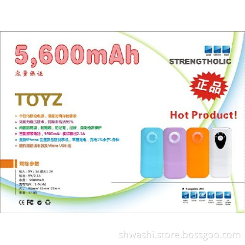 5600 mAh Portable High Capacity Power Bank with LED Torch